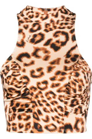 ROTATE Top corto con motivo de leopardo