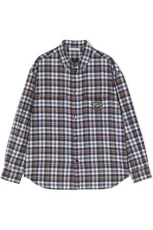Dolce & Gabbana Camisa a cuadros con placa del logo