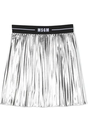 Msgm Falda plisada con logo en la cinturilla