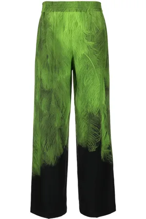 Victoria Beckham Pantalones con plumas estampadas