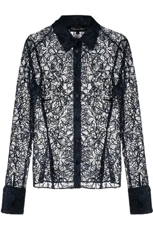 Oscar de la Renta Camisa con encaje floral