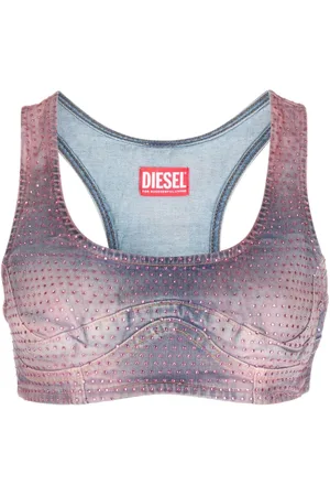 Diesel Top vaquero corto con apliques de strass