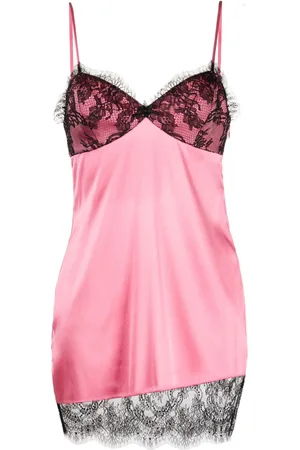 FLEUR DU MAL Slip dress corto con detalle de encaje