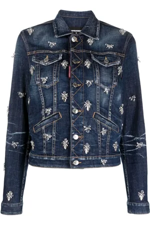 Dsquared2 Chaqueta vaquera corta con apliques de cristal