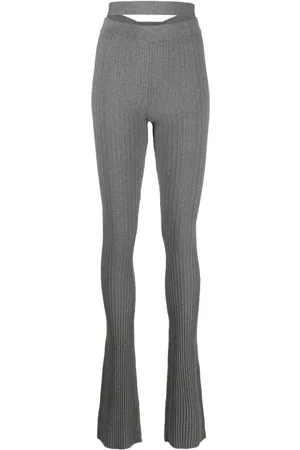 ANDREADAMO Pantalones de canalé de talle alto
