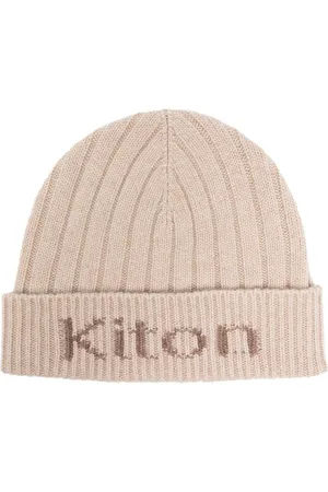 Kiton Gorro de canalé con logo de intarsia