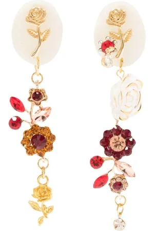 AMIR SLAMA Pendientes con diseño floral y aplique de cristal