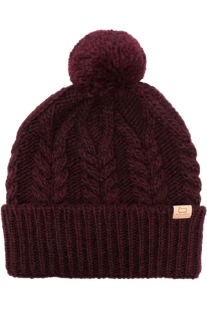 Woolrich Gorro con logo y detalle de pompón
