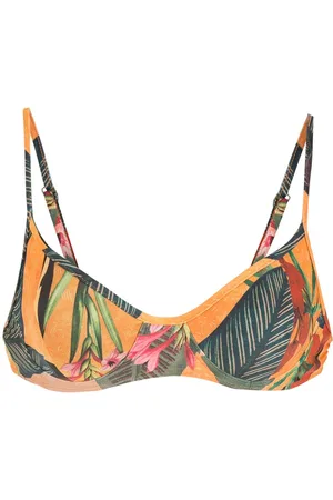 Lygia & Nanny Top de bikini Cassis con estampado de hojas