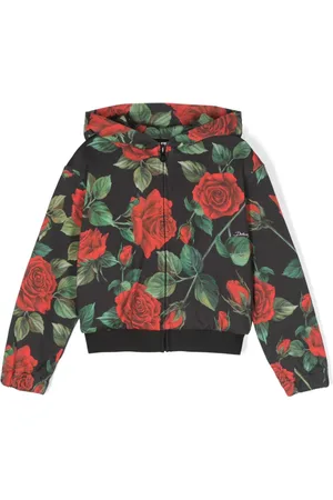 Dolce & Gabbana Chaqueta con capucha y rosas estampadas