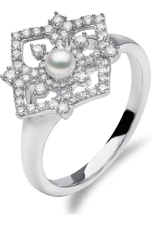 Yoko London Anillo Petal en oro blanco de 18kt con perlas y diamantes