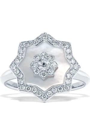 David Morris Anillo Astra en oro blanco de 18kt con diamante y madreperla