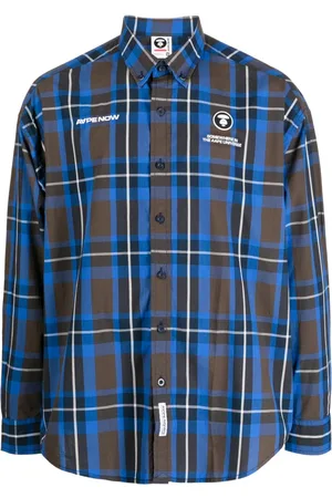 A Bathing Ape Camisa a cuadros con logo estampado