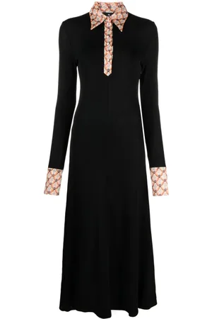 Etro Vestido camisero largo con ribete floral