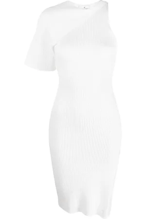 Courrèges Vestido midi de canalé asimétrico