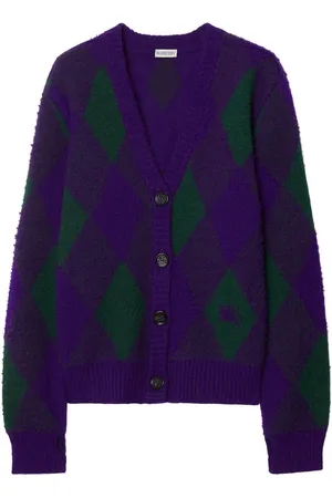Burberry Cárdigan con motivo de rombos en intarsia