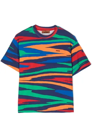Camiseta cuello vuelto de canalé para niña - multicolor
