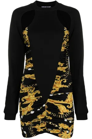 VERSACE Minivestido fruncido con logo