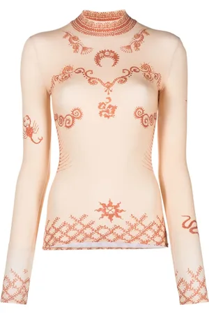 Marine Serre Top Regenerated Second Skin con estampado de henna