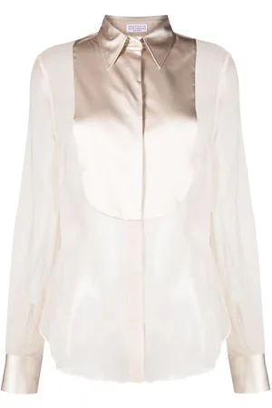 Brunello Cucinelli Camisa semitranslúcida de seda