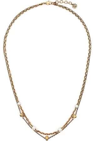 Alexander McQueen Collar con charm de perla y calavera