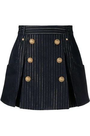 Balmain Minifalda a rayas con detalle de botones