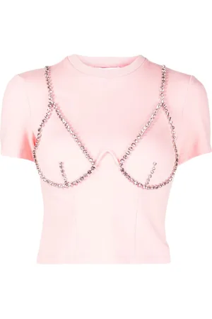 AREA Camiseta con detalles de cristal