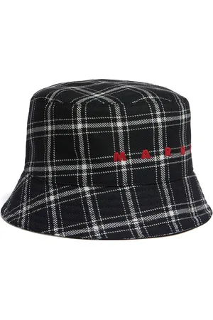 Marni Sombrero de pescador a cuadros con logo bordado
