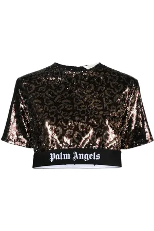 Palm Angels Top corto con lentejuelas