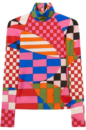 Puccini Top con estampado Giardino y cuello falso