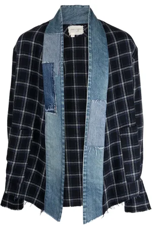 GREG LAUREN Chaqueta estilo kimono con diseño patchwork