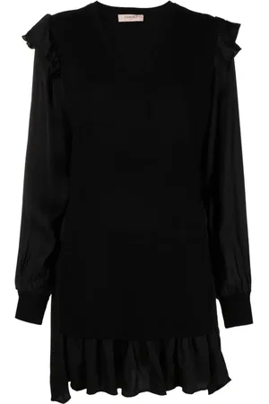 Twin-Set Vestido corto de seda con volantes