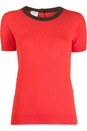 CHANEL Top de punto con cuello redondo