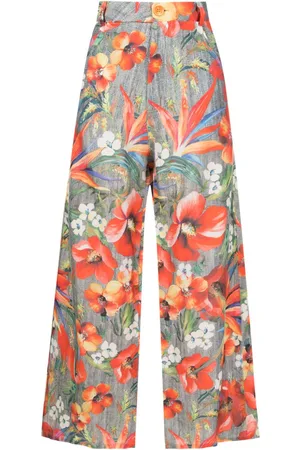 AMIR SLAMA Pantalones de talle alto con motivo floral