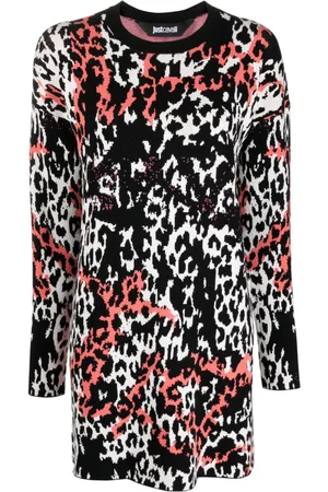 Roberto Cavalli Vestido corto con estampado de leopardo