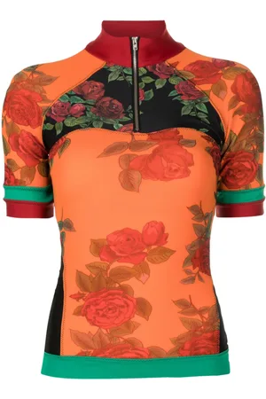 AMIR SLAMA Top con cuello alto y motivo floral