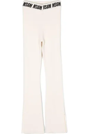 Msgm Pantalones de canalé con logo en intarsia