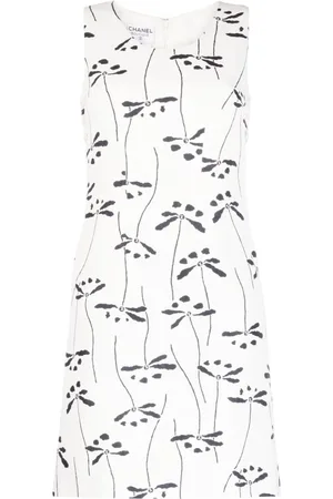 CHANEL Vestido sin mangas con estampado floral 1998