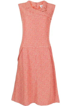 CHANEL Vestido midi CC a cuadros 2001