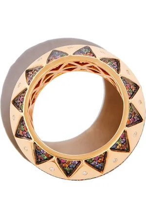 HARWELL GODFREY Anillo Talisman Talisman Rainbow grueso en oro amarillo 18kt con zafiros