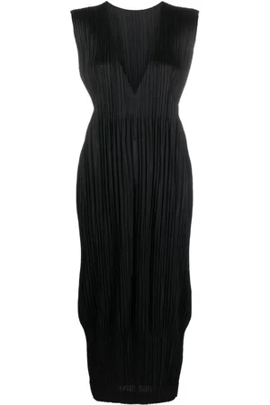 PLEATS PLEASE ISSEY MIYAKE Vestido midi con cuello en V