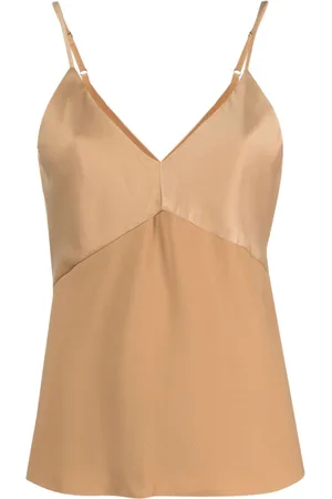 DKNY Top sin mangas Mix media con cuello en V