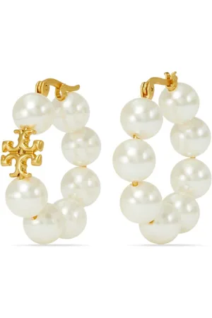 Tory Burch Pendiente de aro Kira con perla