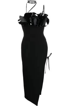 DAVID KOMA Vestido midi de crepé con aplique floral