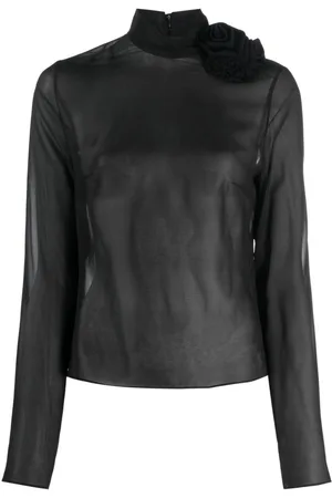 MAGDA BUTRYM Blusa semitranslúcida con aplique floral