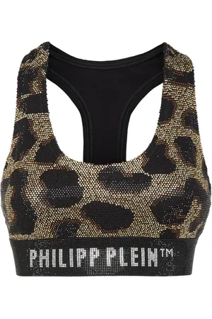 Philipp Plein Top corto con estampado de leopardo
