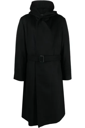 YOHJI YAMAMOTO Abrigo con cinturón y capucha
