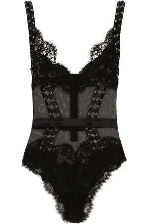 Dolce & Gabbana Body con encaje floral y cuello en V