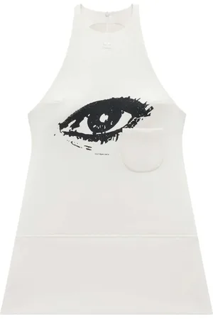 Courrèges Vestido corto sin mangas con estampado gráfico