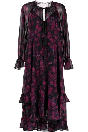Marchesa Notte Vestido largo Pom con estampado floral